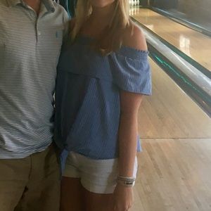 Off the shoulder chambray top